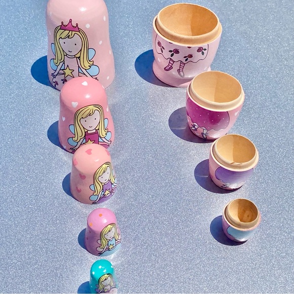 Princess Matryoshka Nesting Dolls Pink 5 Inches to 1 Inch Tall - Picture 8 of 10